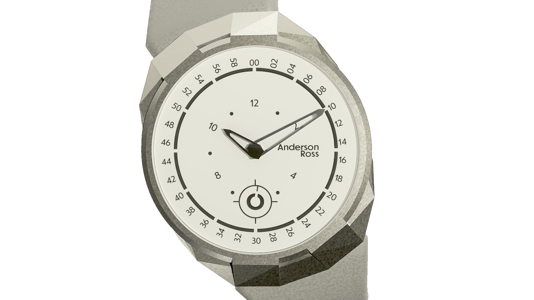 Angled view of the Debut emphasising its faceted, sculpted case.