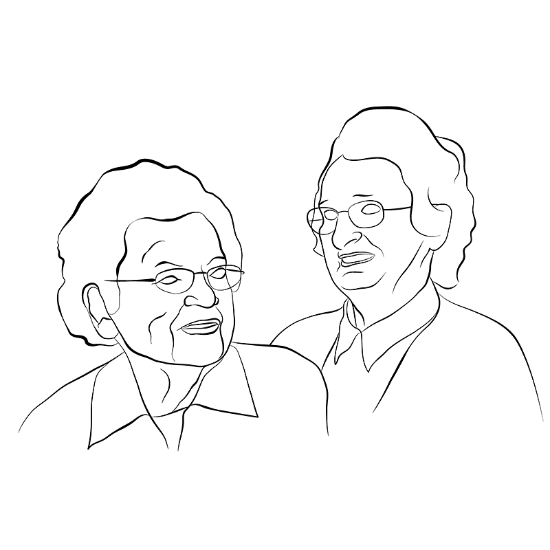 Line drawing of the two grandmothers who inspired the Anderson Ross name.